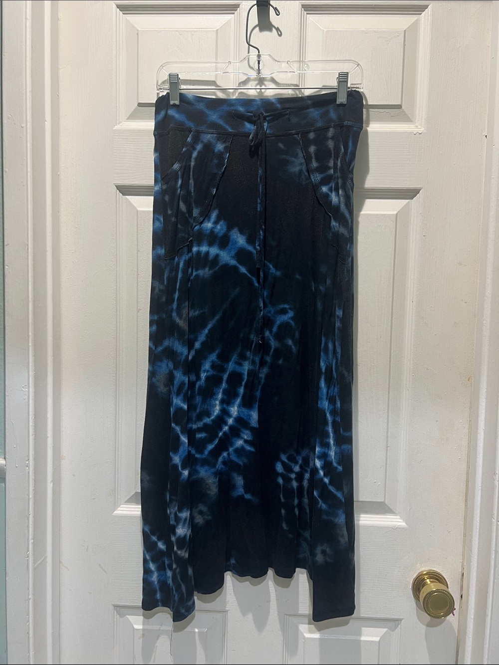 Coin 1804 Blue & Black Tie-Dye Maxi Skirt with Drawstring Waist